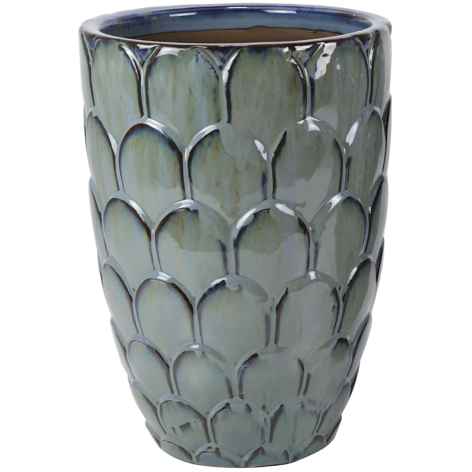 Deroma 13.59 In. H X 9 In. D Ceramic Delisle Tall Planter Green 3 Deroma 13.59 In. H X 9 In. D Ceramic Delisle Tall Planter Green