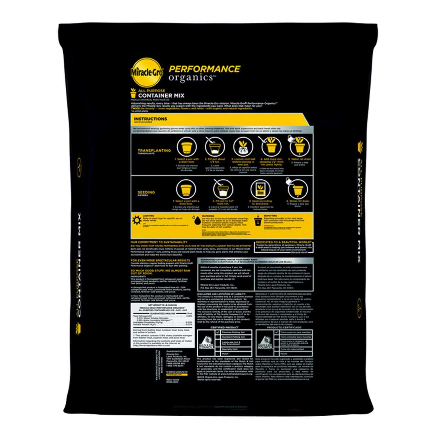 Miracle-Gro Performance Organics Organic All Purpose Potting Mix 1 Cu Ft 4 Miracle-Gro Performance Organics Organic All Purpose Potting Mix 1 Cu Ft - Image 2