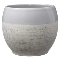 SK Pottery 5.1 In. H X 5.9 In. D Clay Alberta Bowl Planter Gray