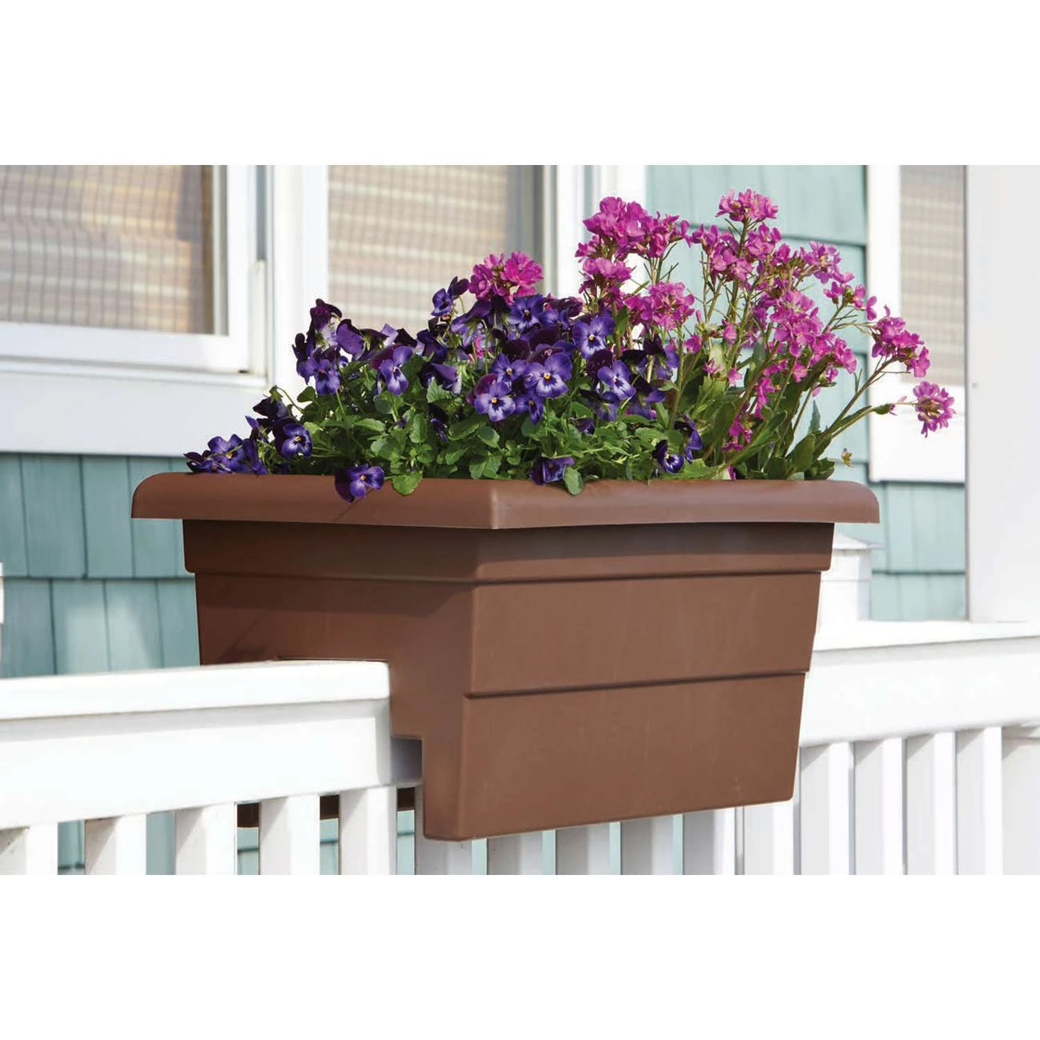 Novelty 10 In. H X 12 In. W X 24 In. D Plastic Countryside Over-The-Rail Deck Rail Planter Brown 4 Novelty 10 In. H X 12 In. W X 24 In. D Plastic Countryside Over-The-Rail Deck Rail Planter Brown - Image 2