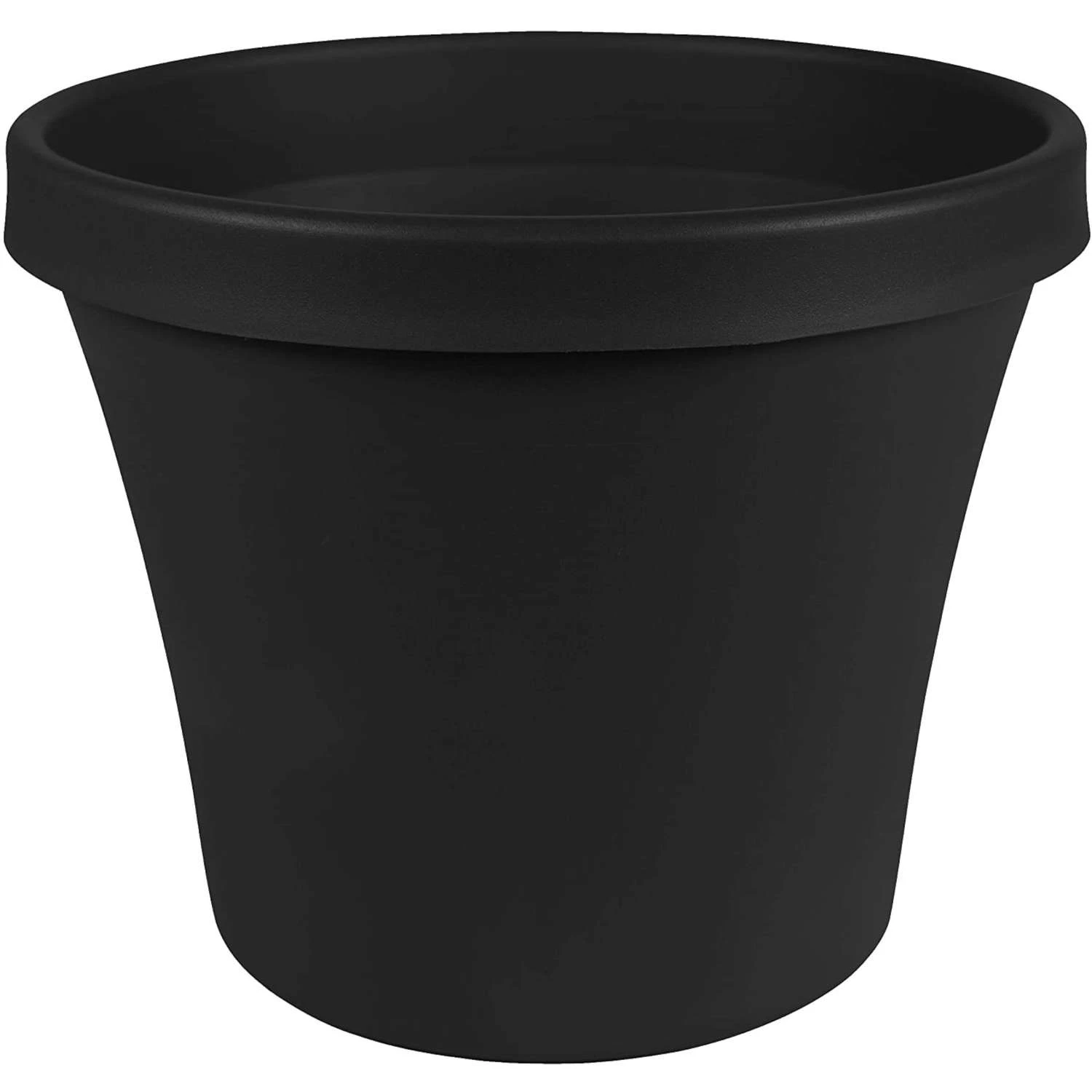 Bloem Terra 16.9 In. H X 20 In. D Plastic Rim Planter Black 3 Bloem Terra 16.9 In. H X 20 In. D Plastic Rim Planter Black