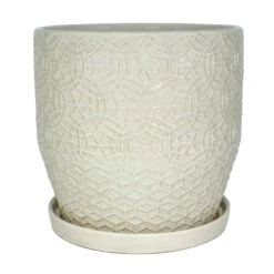 Trendspot Rivage 9.9 In. H X 9.9 In. W X 9.9 In. D X 10 In. D Ceramic Planter White