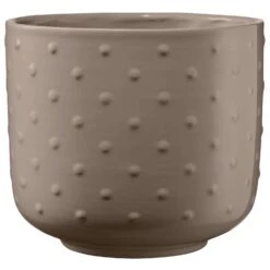 SK Pottery 6.7 In. H X 7.5 In. D Clay Baku Ceramic Pot Beige