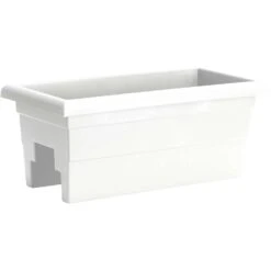 Novelty 10 In. H X 12 In. W X 24 In. D Plastic Countryside Deck Rail Planter White