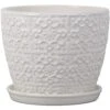 Trendspot 6.8 In. H X 8 In. W X 8 In. D Ceramic Mediterranean Planter White