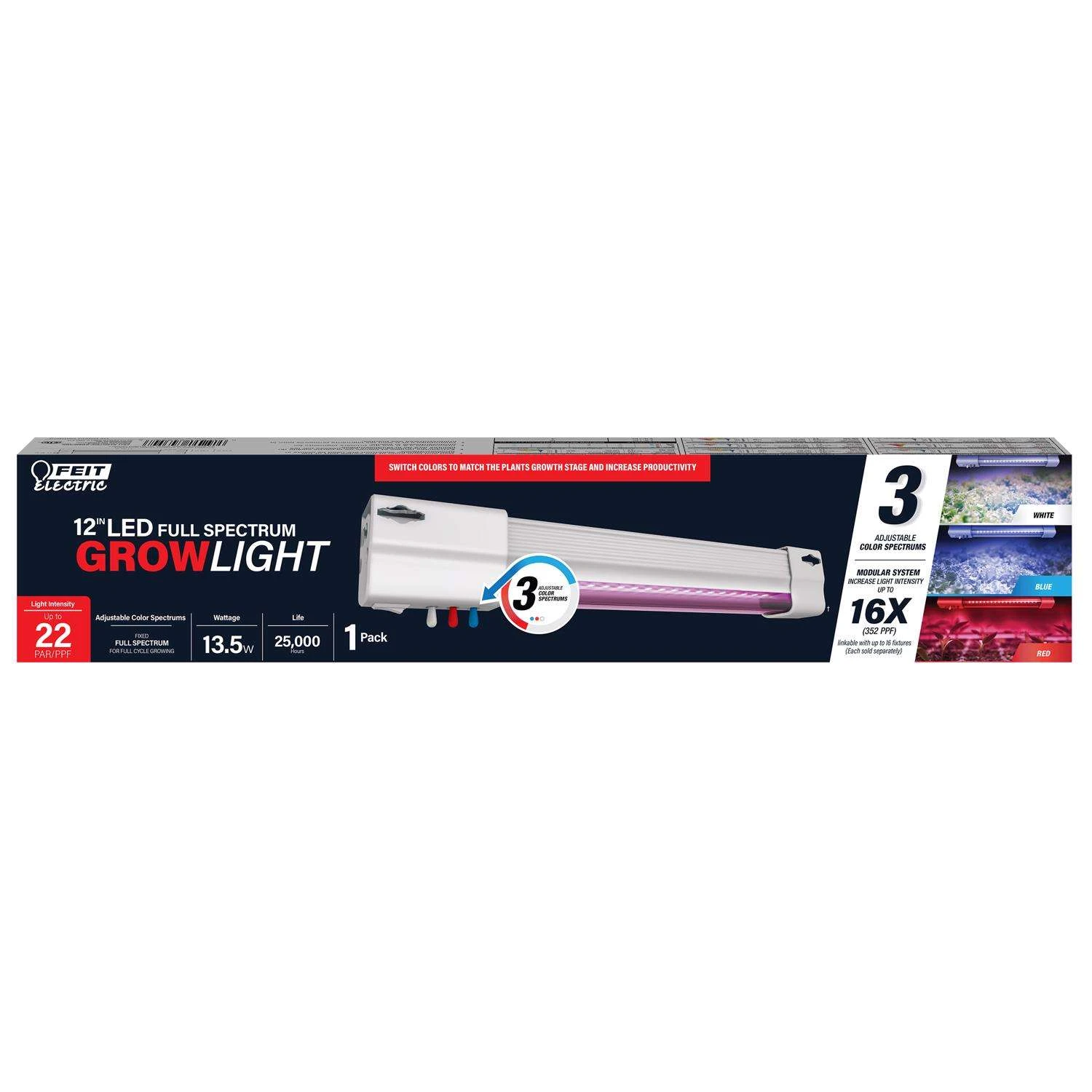 Feit Grow Fixutres Hydroponic Grow Light 13.5 W 3 Feit Grow Fixutres Hydroponic Grow Light 13.5 W