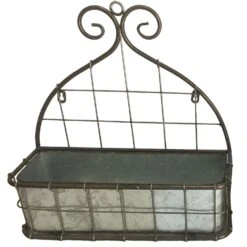 Avera Products 8 In. W Galvanized Metal Rectangular Scroll Wall Planter