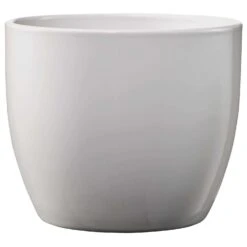 SK Pottery 5.9 In. H X 6.3 In. D Clay Basel Ceramic Pot Light Gray