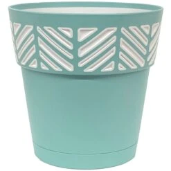Deroma Mosaic 9.85 In. H X 10 In. D Resin Vaso Save Planter Teal