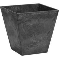 Novelty Artstone 11.5 In. H X 11.8 In. W X 11.8 In. D Resin Ella Planter Black