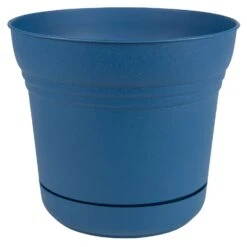 Bloem 12.8 In. H X 14.5 In. D Plastic Saturn Planter Blue