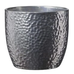 SK Pottery 5.1 In. H X 5.5 In. D Clay Boston Ceramic Pot Silver