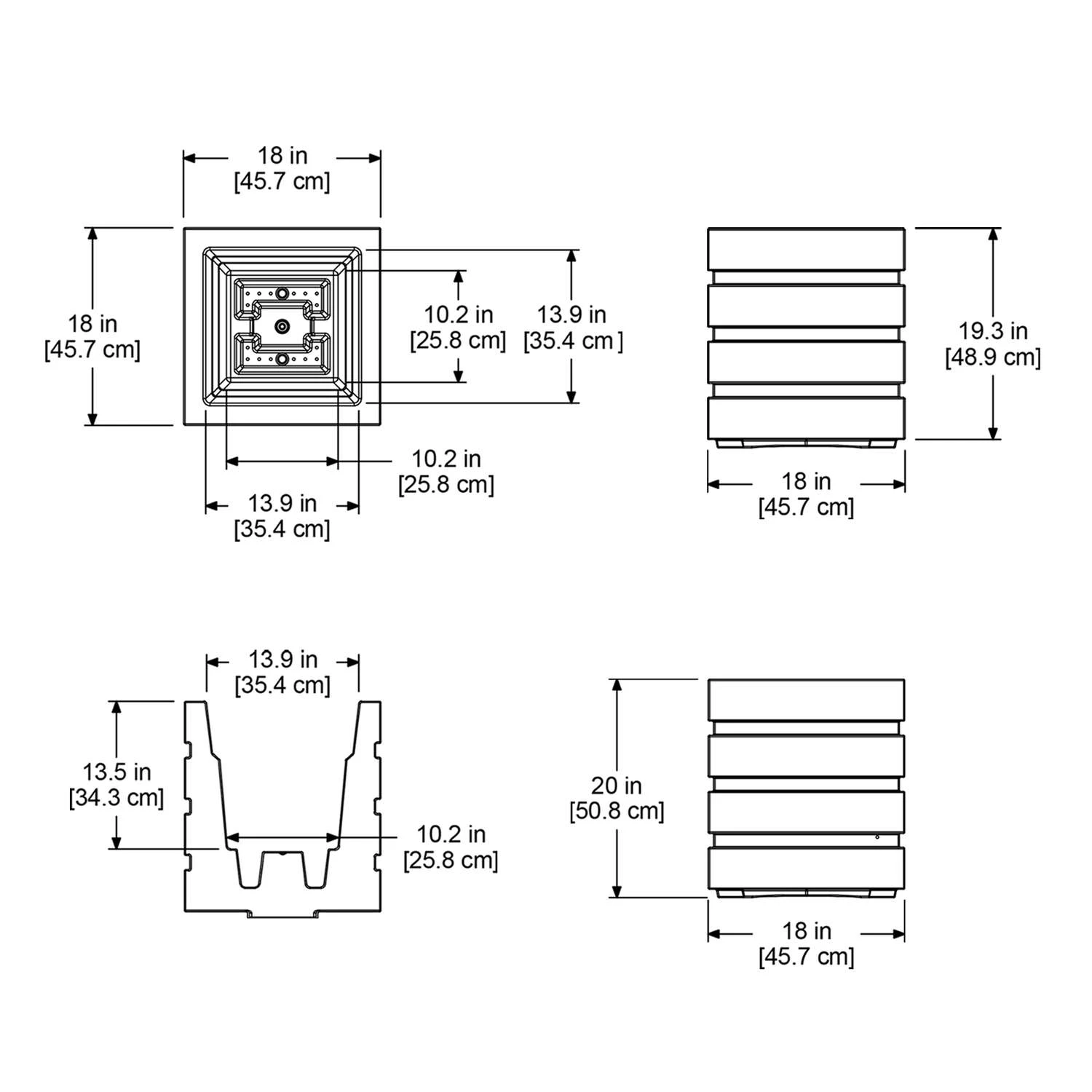 Mayne Freeport 20 In. H X 18 In. W X 18 In. D Polyethylene Planter Graphite Gray 5 Mayne Freeport 20 In. H X 18 In. W X 18 In. D Polyethylene Planter Graphite Gray - Image 3