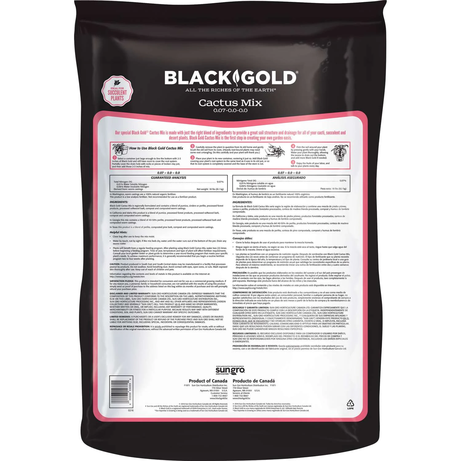 Black Gold Organic Cacti And Succulent Potting Mix 1 Cu Ft 4 Black Gold Organic Cacti And Succulent Potting Mix 1 Cu Ft - Image 2