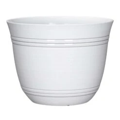L&G Solutions 11 In. H X 14.5 In. D Polyresin Galileo Planter White