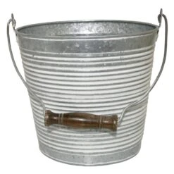 Robert Allen 9 In. H X 10 In. W Metal Planter Whitewash