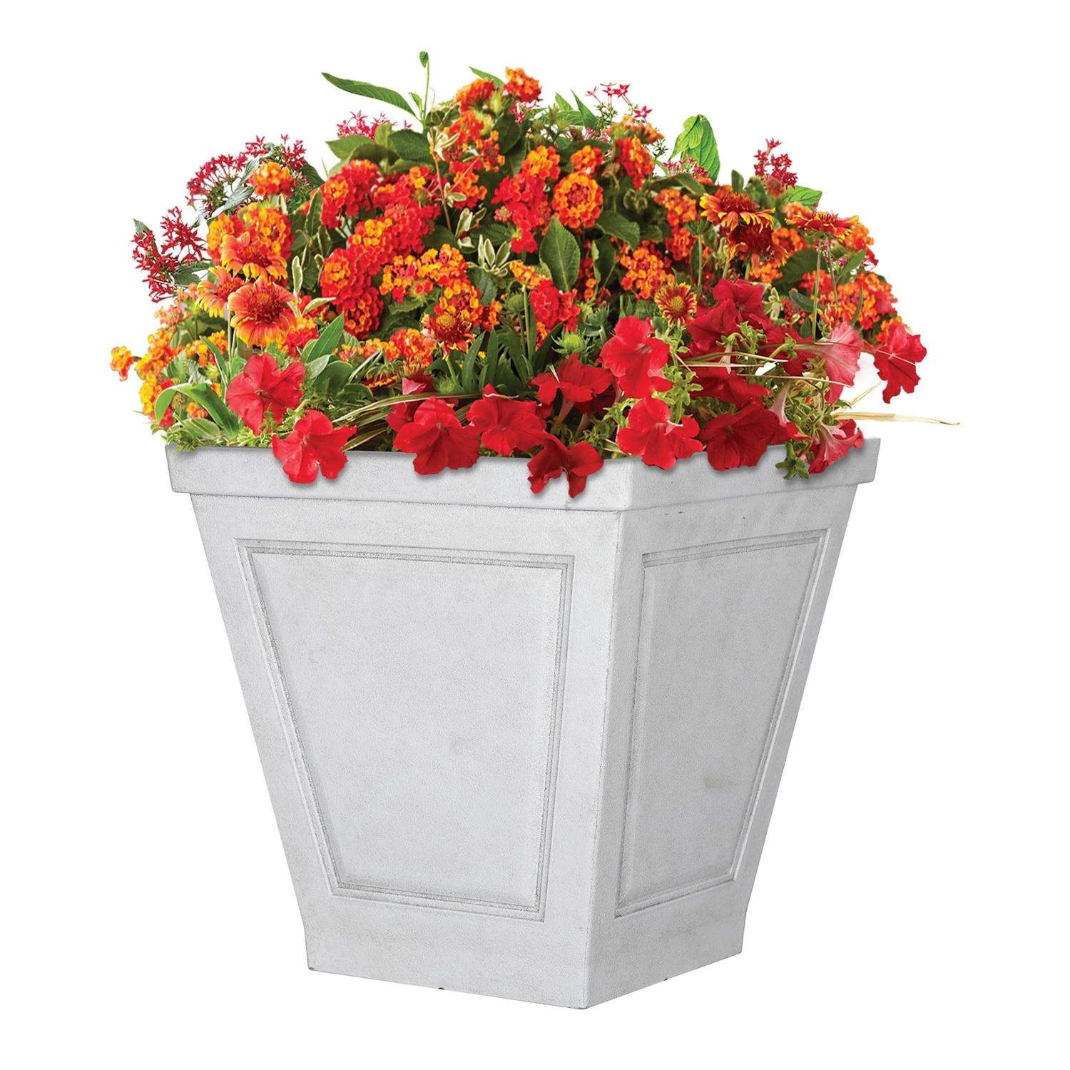 L&G Solutions 16.7 In. H X 16 In. D Polyresin New England Planter White 4 L&G Solutions 16.7 In. H X 16 In. D Polyresin New England Planter White - Image 2