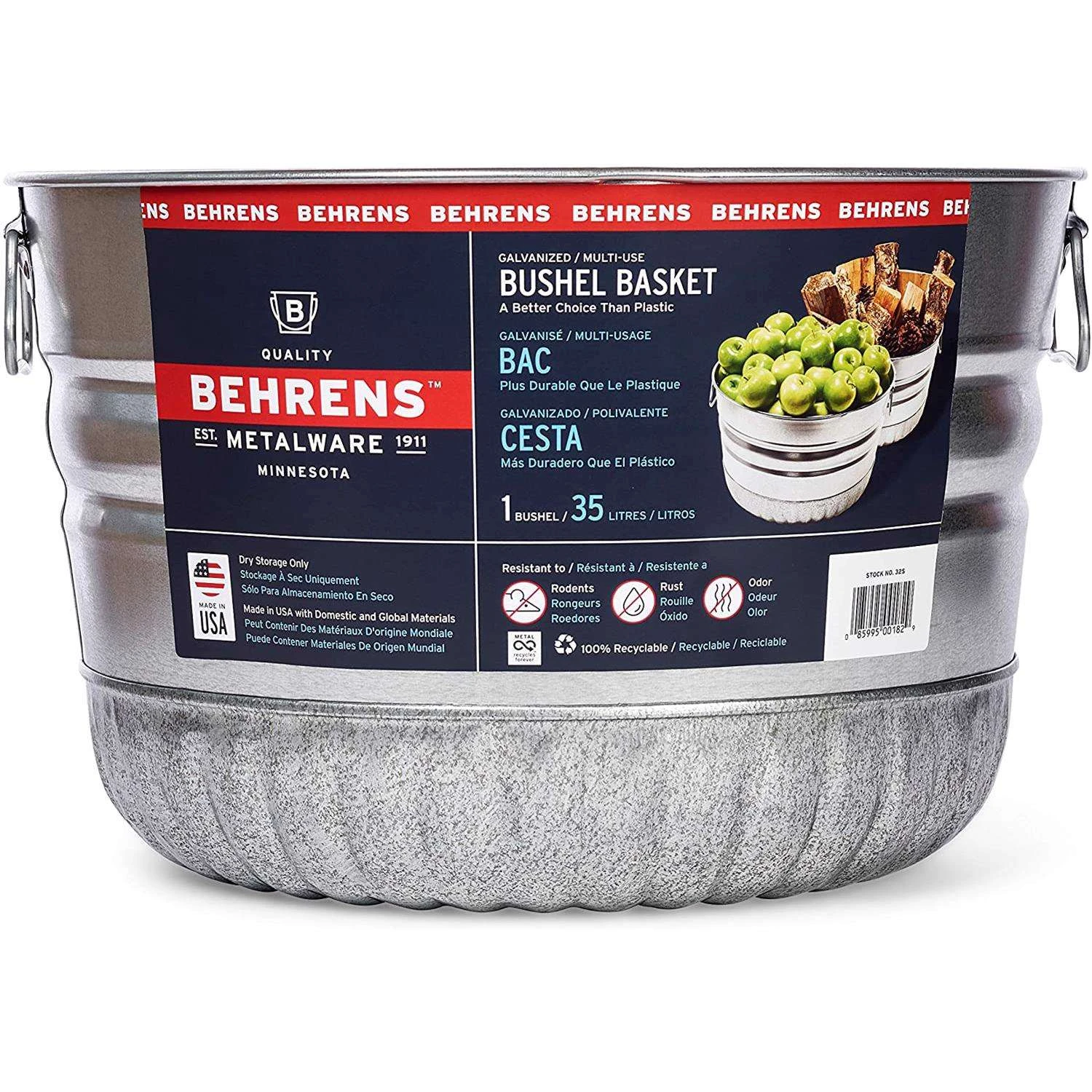 Behrens 9.3 Gal Steel Bushel Basket Round 3 Behrens 9.3 Gal Steel Bushel Basket Round