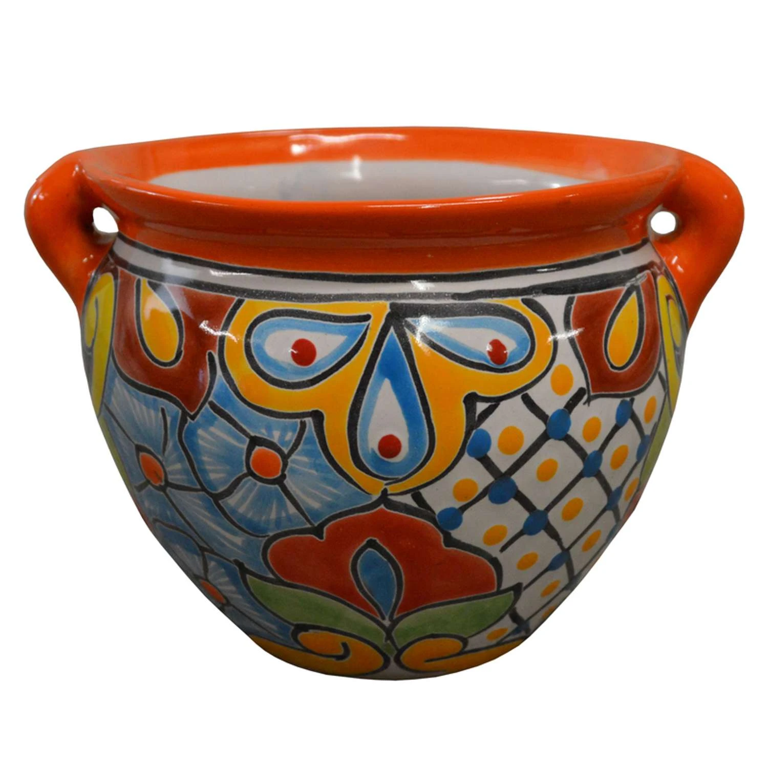 Avera Products Talavera 6 In. H X 7.25 In. W X 5.25 In. D Ceramic Michoacana Planter Multicolored 4 Avera Products Talavera 6 In. H X 7.25 In. W X 5.25 In. D Ceramic Michoacana Planter Multicolored - Image 2