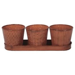 Robert Allen 4 In. H X 4.25 In. W Metal Concord Garden Planter Set Tangelo