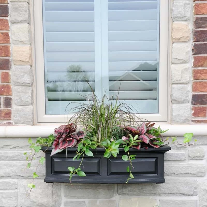 Mayne Nantucket 10 In. H X 11.5 In. W X 36 In. D Plastic Window Box Black 3 Mayne Nantucket 10 In. H X 11.5 In. W X 36 In. D Plastic Window Box Black