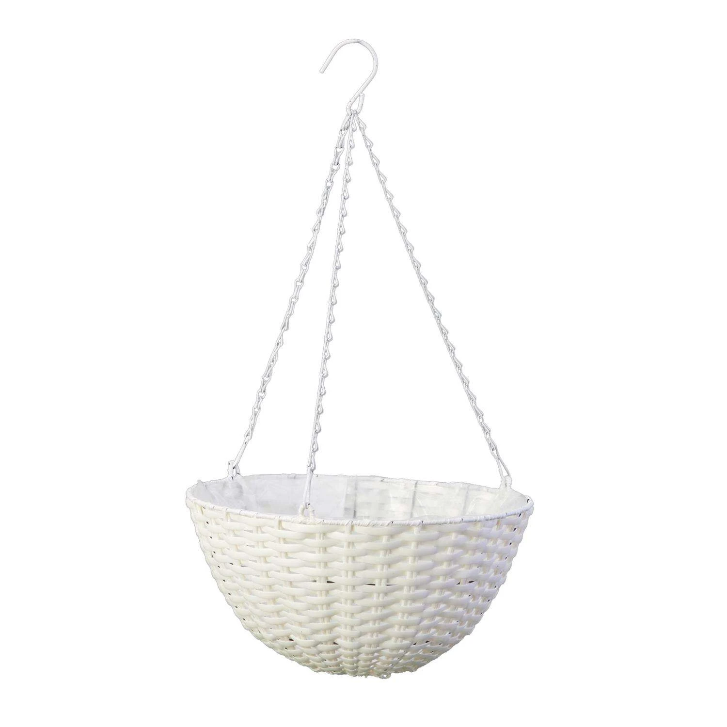 Panacea 9 In. H X 14 In. D Resin Wicker Hanging Basket White 3 Panacea 9 In. H X 14 In. D Resin Wicker Hanging Basket White