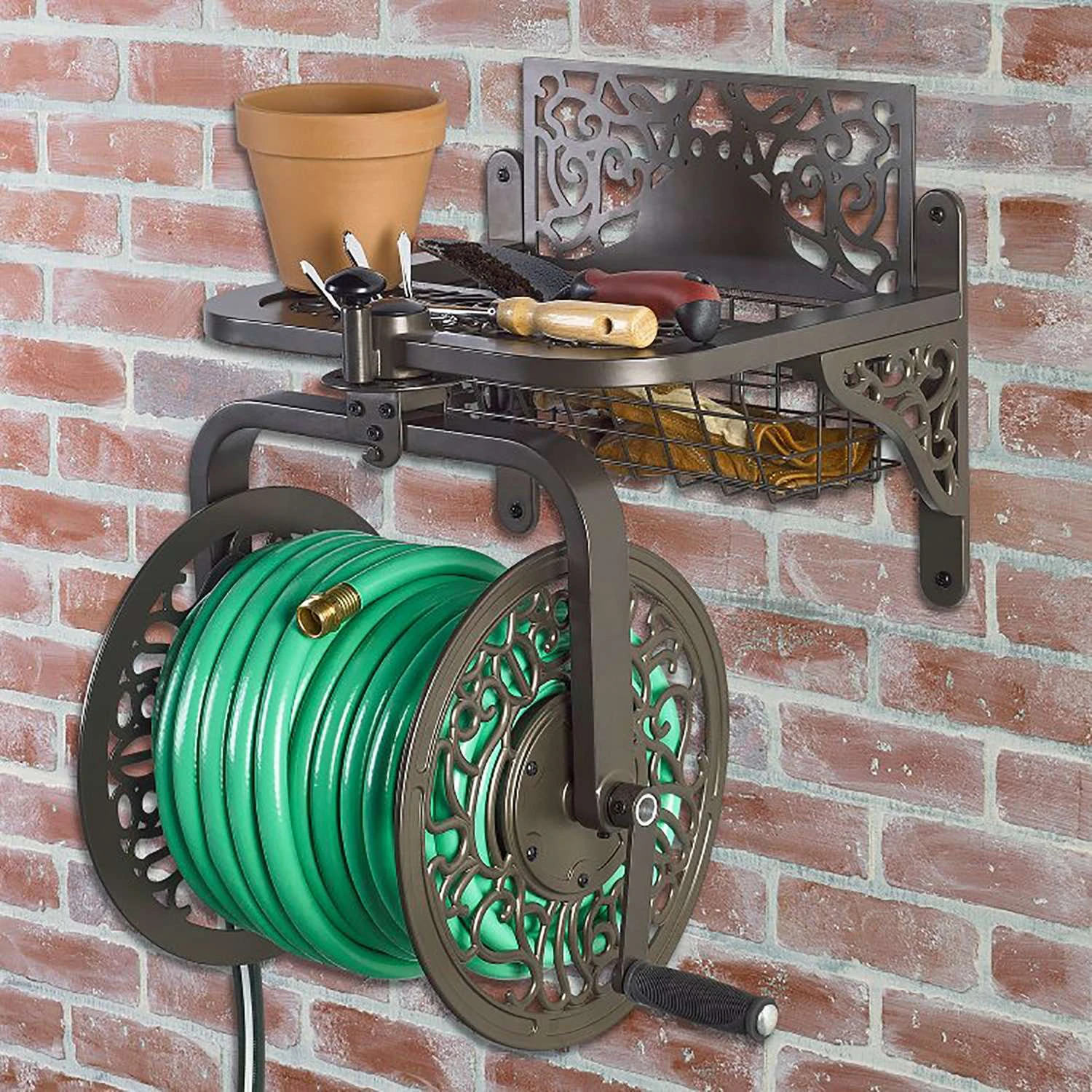 Liberty Garden Navigator 125 Ft. Bronze Wall Mounted Hose Reel 4 Liberty Garden Navigator 125 Ft. Bronze Wall Mounted Hose Reel - Image 2