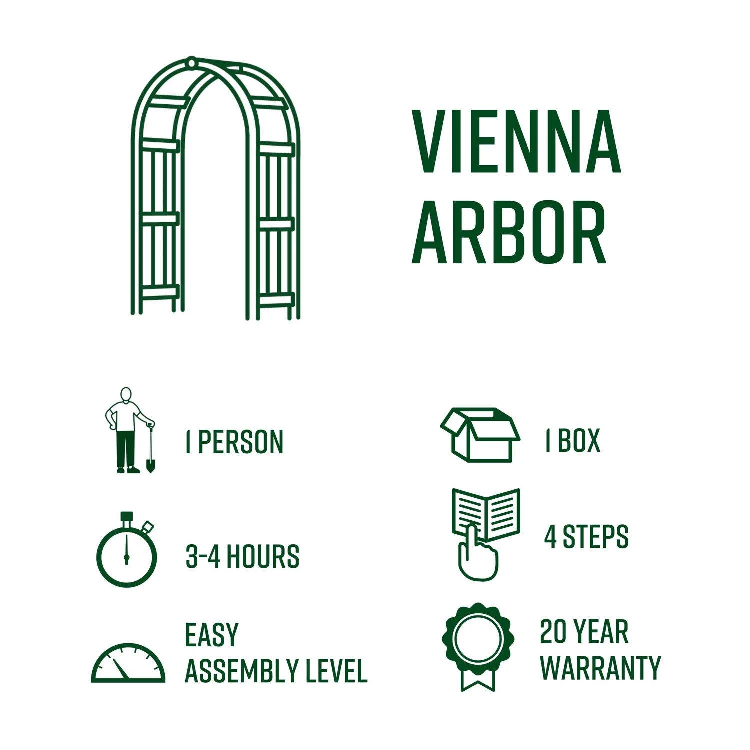 Vita Vienna 86.5 In. H White Vinyl Garden Arbor 7 Vita Vienna 86.5 In. H White Vinyl Garden Arbor - Image 5