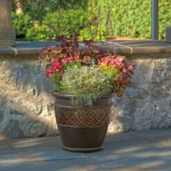 Suncast Atlin 15.75 In. H X 18.313 In. W Resin Planter Bronze -ORBIT || ACE || TORO Shop 4f8d3f63 a52a 4fcf 93bd 1554ff770b73