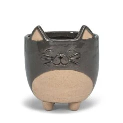 Abbott 5 In. H Stoneware Cat Planter Gray