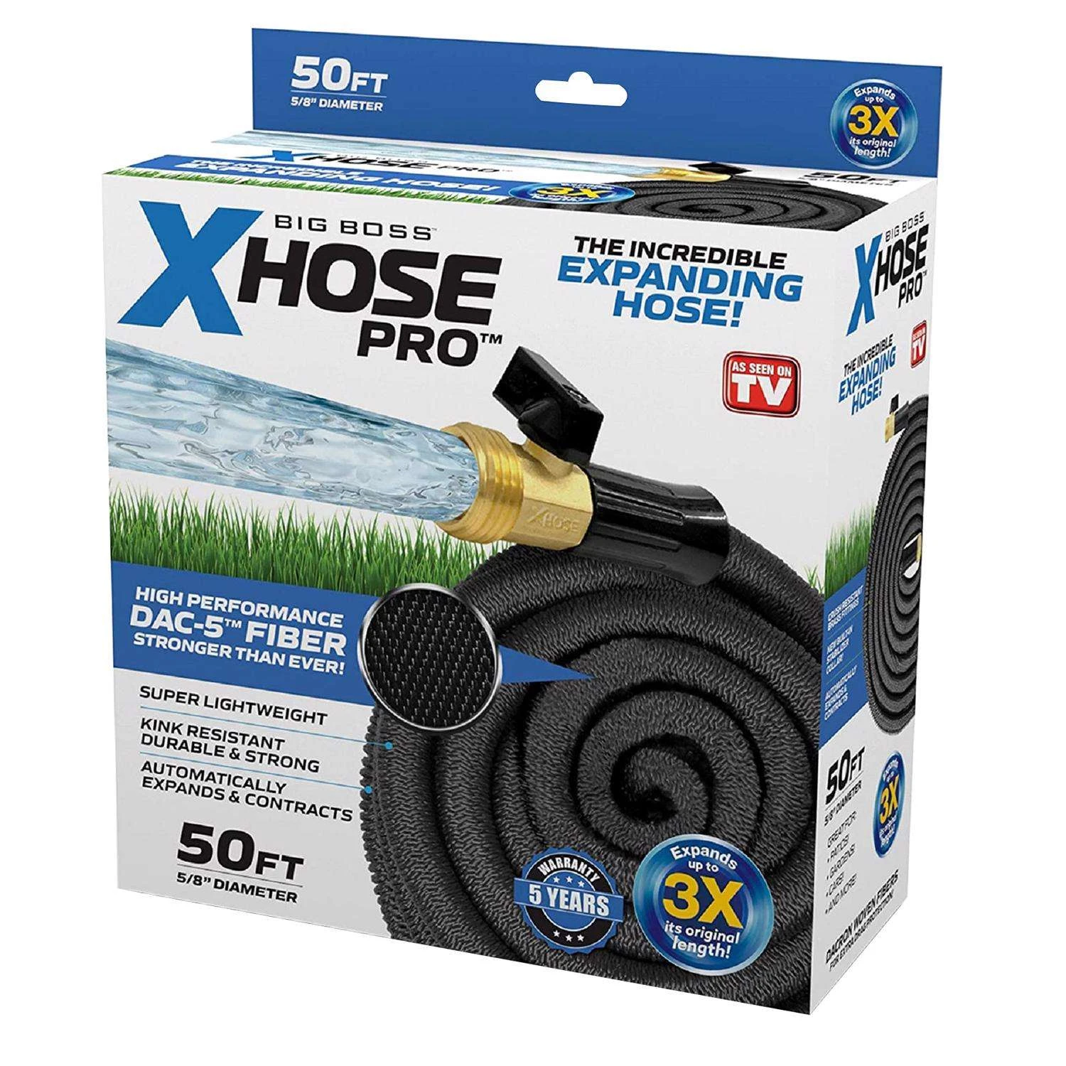 Xhose Pro Big Boss 5/8 In. D X 50 Ft. L Heavy Duty Commercial Grade Expandable Garden Hose 3 Xhose Pro Big Boss 5/8 In. D X 50 Ft. L Heavy Duty Commercial Grade Expandable Garden Hose
