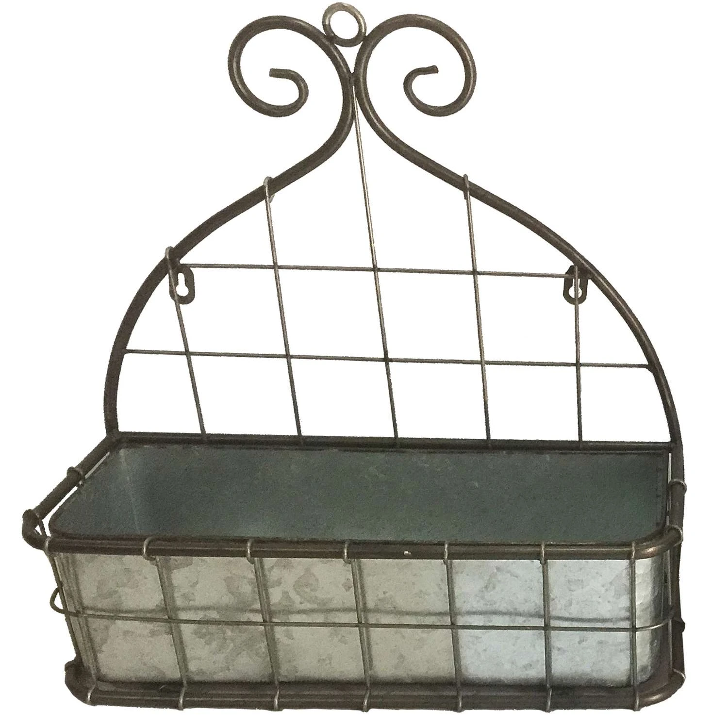 Avera Products 8 In. W Galvanized Metal Rectangular Scroll Wall Planter 4 Avera Products 8 In. W Galvanized Metal Rectangular Scroll Wall Planter - Image 2