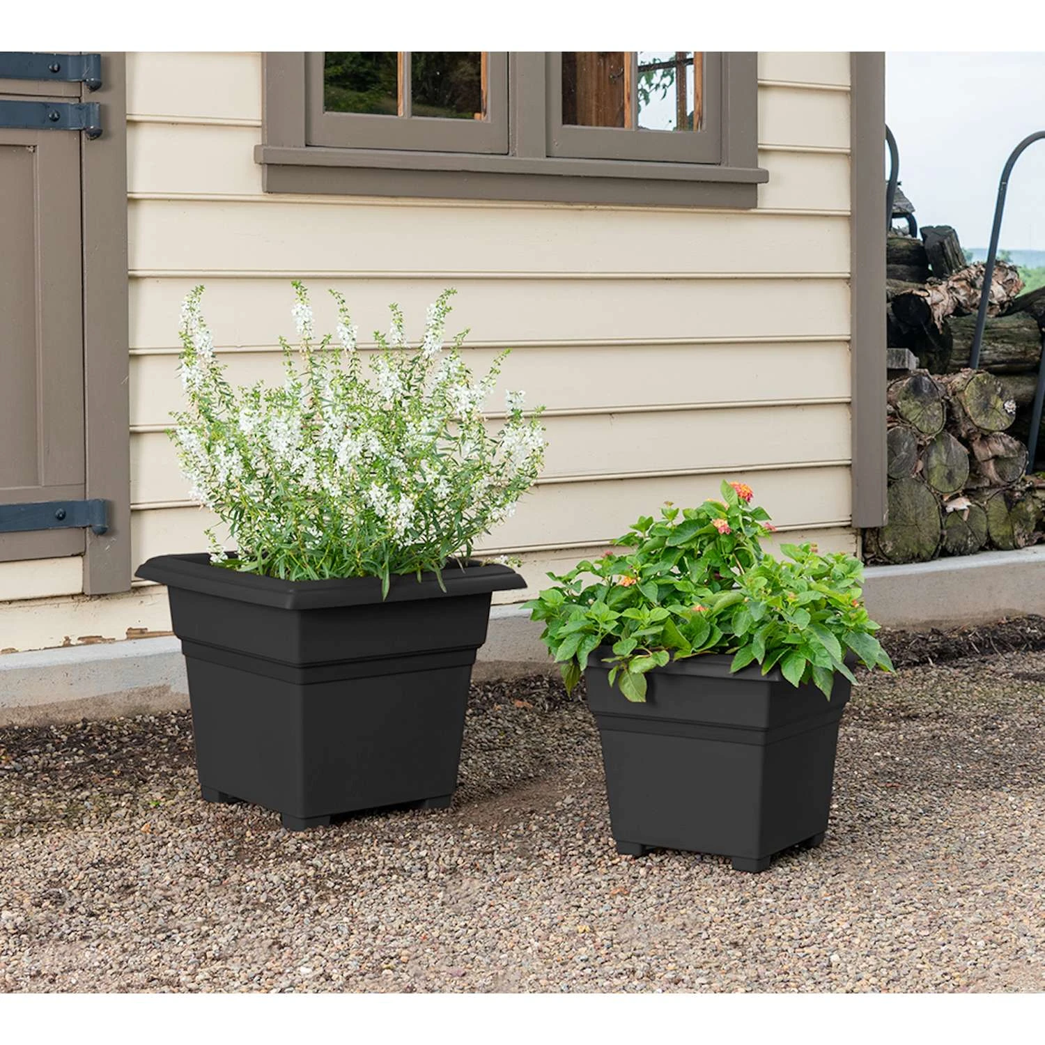 Novelty 13 In. H X 14 In. W X 14 In. D Plastic Countryside Patio Planter Black 6 Novelty 13 In. H X 14 In. W X 14 In. D Plastic Countryside Patio Planter Black - Image 4