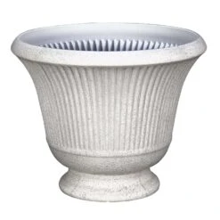 L&G Solutions 12.9 In. H X 16 In. D Polyresin Pedestal Urn Planter Stone