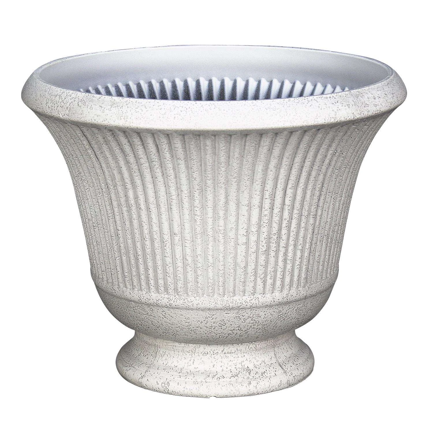 L&G Solutions 12.9 In. H X 16 In. D Polyresin Pedestal Urn Planter Stone 3 L&G Solutions 12.9 In. H X 16 In. D Polyresin Pedestal Urn Planter Stone