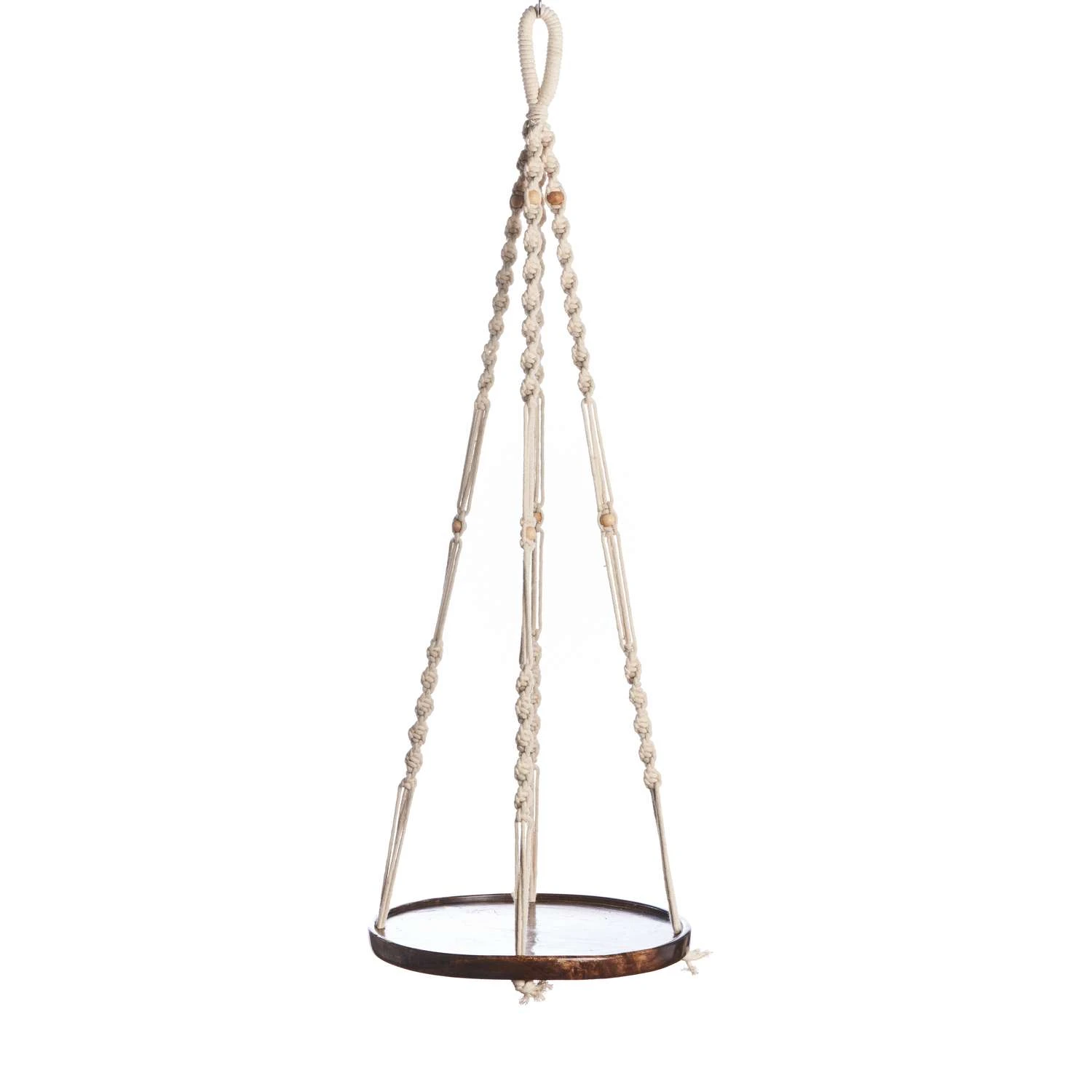 Primitive Planters Brown/Off-White Cotton/Wood 36 In. H Shelf Plant Hanger 1 Pk 3 Primitive Planters Brown/Off-White Cotton/Wood 36 In. H Shelf Plant Hanger 1 Pk