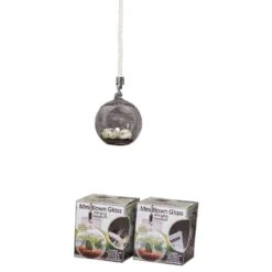 Primitive Planters Multicolored Cotton/Glass Terrarium With Hanger 1 Pk