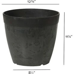Novelty ArtStone 11.5 In. H X 12.8 In. W X 12.8 In. D X 12.8 In. D Resin Dolce Planter Black
