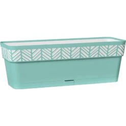 Deroma Mosaic 7 In. H X 7 In. W X 20 In. D Resin Vaso Save Balcony Planter Teal