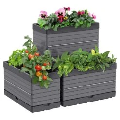 Southern Patio 39 In. H X 12 In. W X 38 In. D Resin Elevated Garden Bed Kit Gray