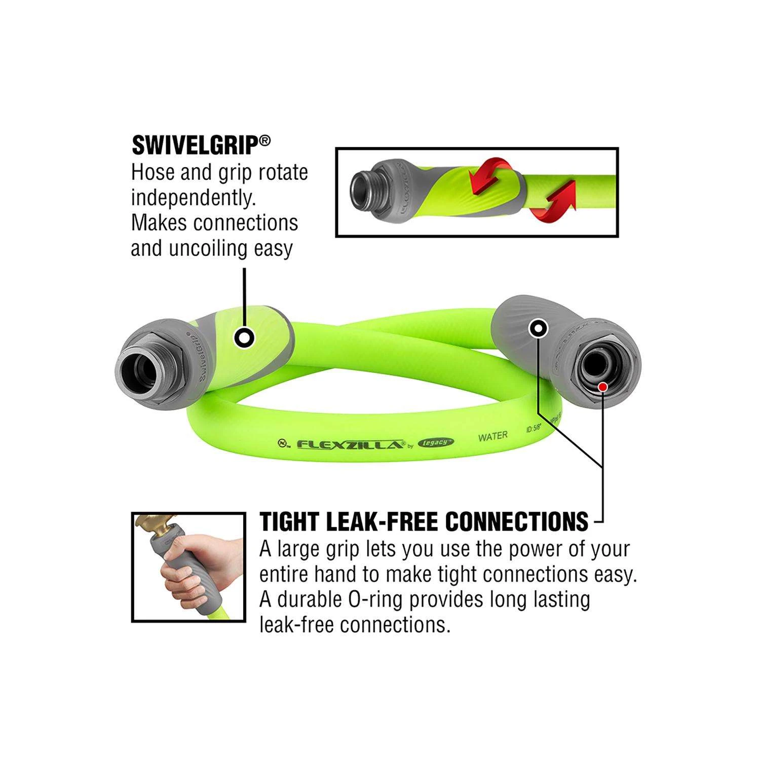 Legacy Flexzilla SwivelGrip 5/8 In. D X 3 Ft. L Garden Hose 6 Legacy Flexzilla SwivelGrip 5/8 In. D X 3 Ft. L Garden Hose - Image 4