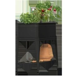 Panacea 36 In. H X 30 In. W Steel Tub Planter With Wheels Black