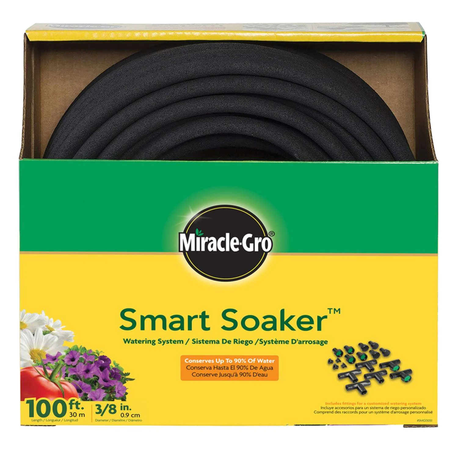 Miracle-Gro Smart Soaker 3/8 In. D X 100 Ft. L Light Duty Soaker Hose 3 Miracle-Gro Smart Soaker 3/8 In. D X 100 Ft. L Light Duty Soaker Hose