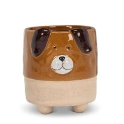 Abbott 4.5 In. H Stoneware Dog Planter Brown