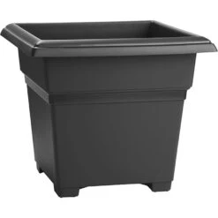 Novelty 13 In. H X 14 In. W X 14 In. D Plastic Countryside Patio Planter Black