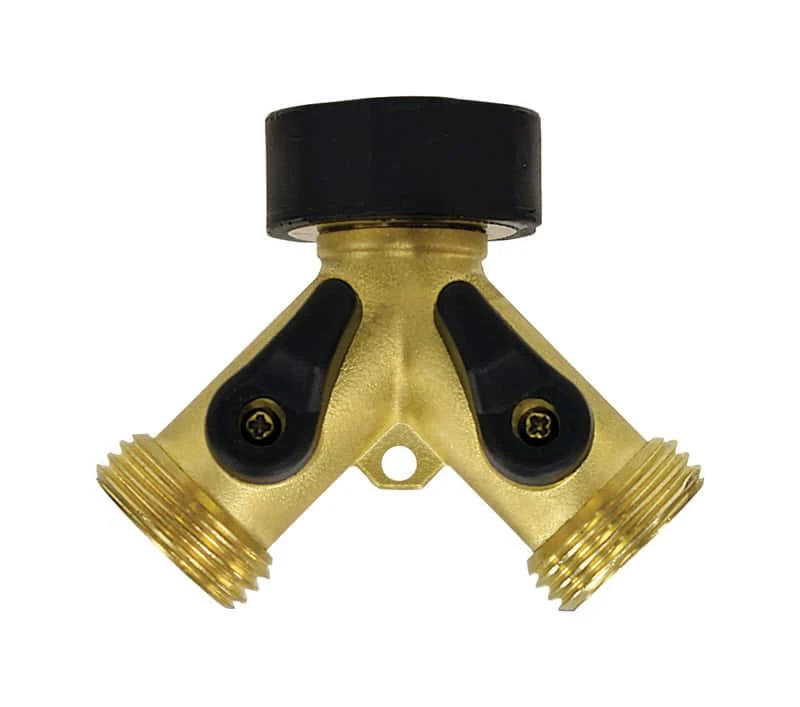Gilmour Brass Threaded Male Y-Hose Connector With Shut Offs 3 Gilmour Brass Threaded Male Y-Hose Connector With Shut Offs