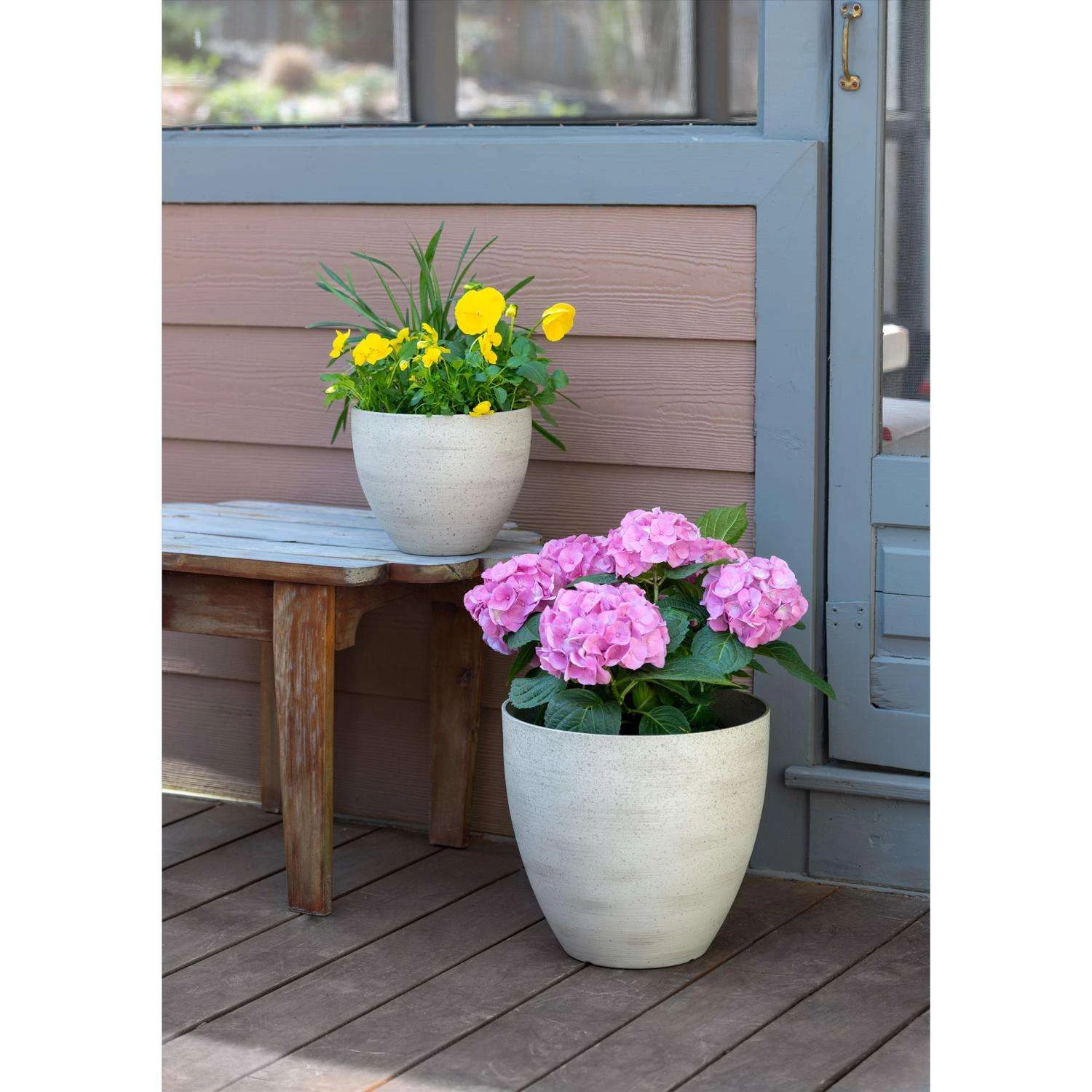 Southern Patio 12 In. H X 13 In. D Resin Egg Planter Whitestone 5 Southern Patio 12 In. H X 13 In. D Resin Egg Planter Whitestone - Image 3