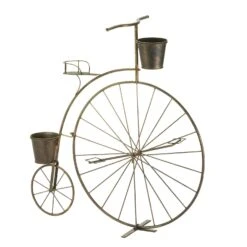 Summerfield Terrace Penny Farthing Bicycle 33.8 In. H Brass Metal Plant Stand