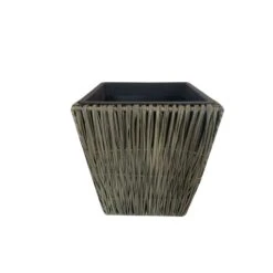 Infinity 14.17 In. H X 14.5 In. W X 14.5 In. D Plastic Wicker Planter Gray