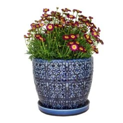 Trendspot Mediterranean 10.16 In. H X 11.9 In. W X 11.9 In. D X 12 In. D Ceramic Planter Blue 6 Trendspot Mediterranean 10.16 In. H X 11.9 In. W X 11.9 In. D X 12 In. D Ceramic Planter Blue -ORBIT || ACE || TORO Shop 8cff41fa 8492 42ab 8179 8eeb6745ce1e